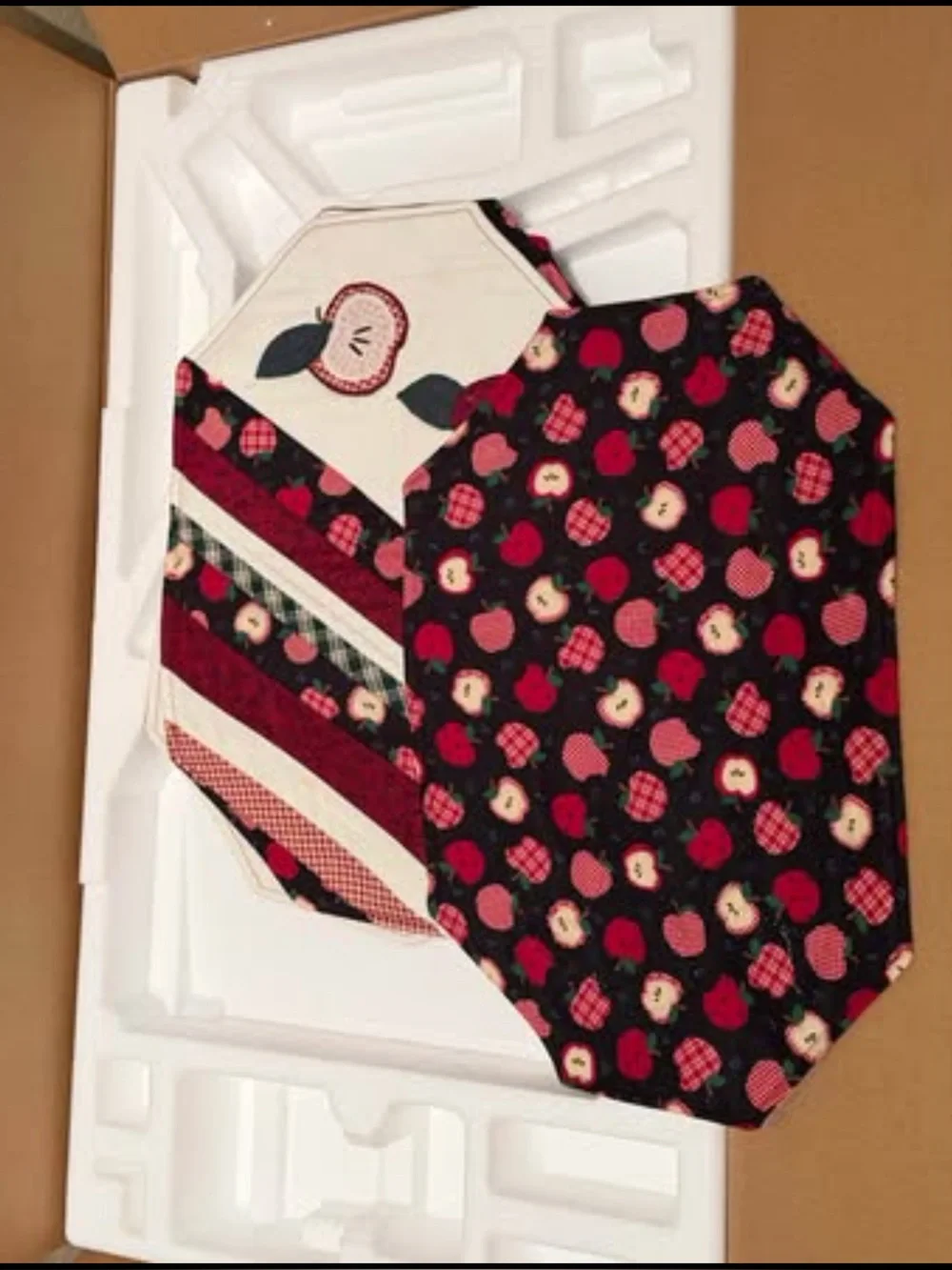 Handmade Red Apple Patchwork Kids Placemat Set